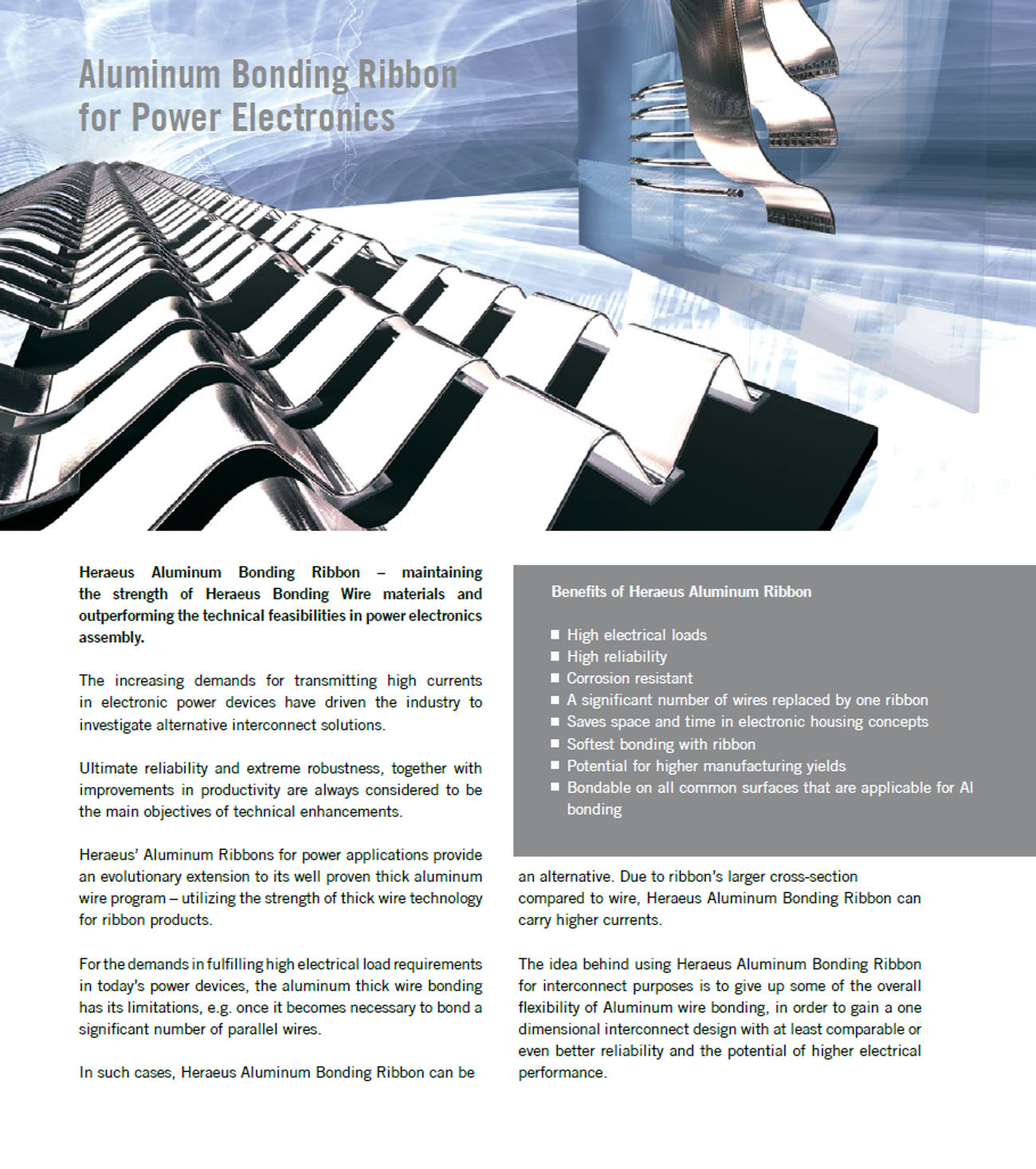 Heraeus Electronics: Aluminium Bonding Ribbon for Power Electronics 